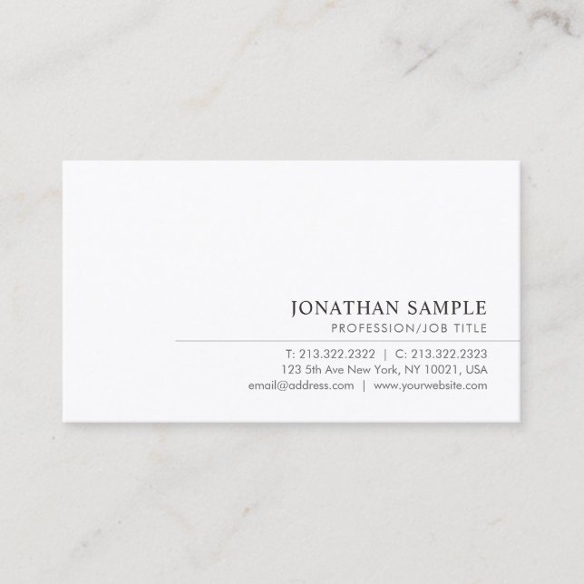 Modern Elegant Minimal Template Signature UV Gloss Visitenkarte (Vorderseite)