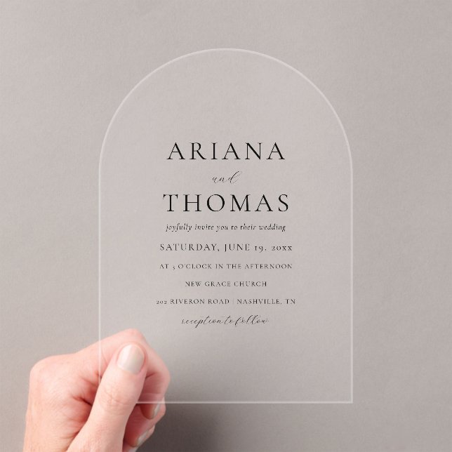 Modern Elegant Minimal Wedding Acryleinladungen (Insitu (Handheld))