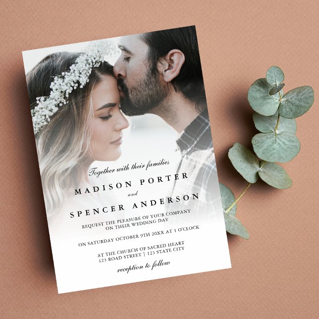 Modern Elegant Minimalist Custom Photo Wedding Einladung (Von Creator hochgeladen)