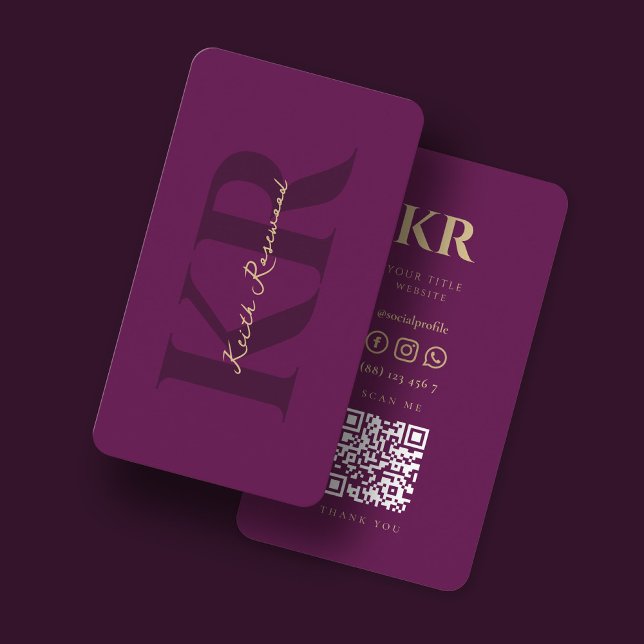 Modern Elegant Monogram Luxury Purple Professional Visitenkarte (Von Creator hochgeladen)