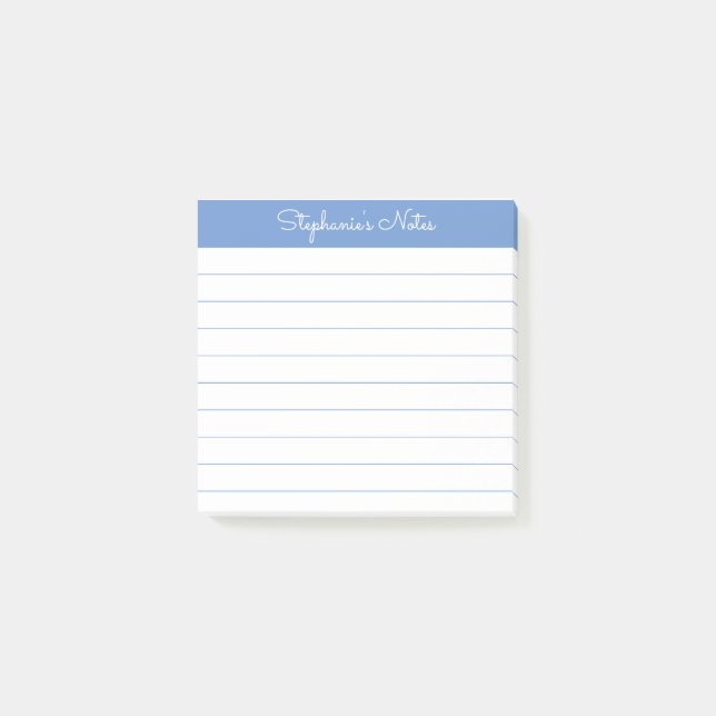 Modern Elegant Periwinkle Blue Personalized Lined Post-it Klebezettel (Vorderseite)