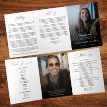 Modern Elegant Photo Trifold Funeral Program
