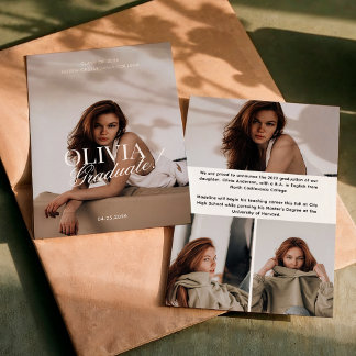 Modern Elegant Photo Typography Script Grad Party  Ankündigung