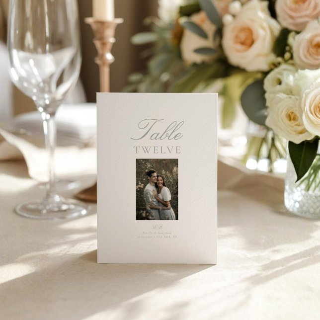 Modern Elegant Photo Wedding Table Number Card (Von Creator hochgeladen)
