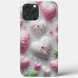 Modern elegant pink white heart valentine Case-Mate iPhone hülle
