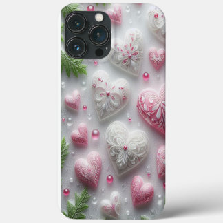 Modern elegant pink white heart valentine Case-Mate iPhone hülle