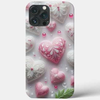 Modern elegant pink white heart valentine Case-Mate iPhone hülle