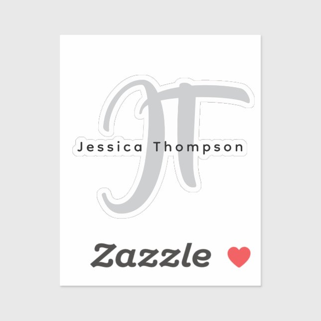 Modern Elegant Plain Professional Name Monogram Aufkleber (Blatt)