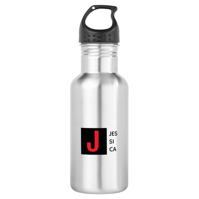 Modern Elegant Plain Professional Name Monogram Edelstahlflasche (Vorderseite)