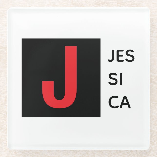 Modern Elegant Plain Professional Name Monogram Glasuntersetzer (Vorderseite)