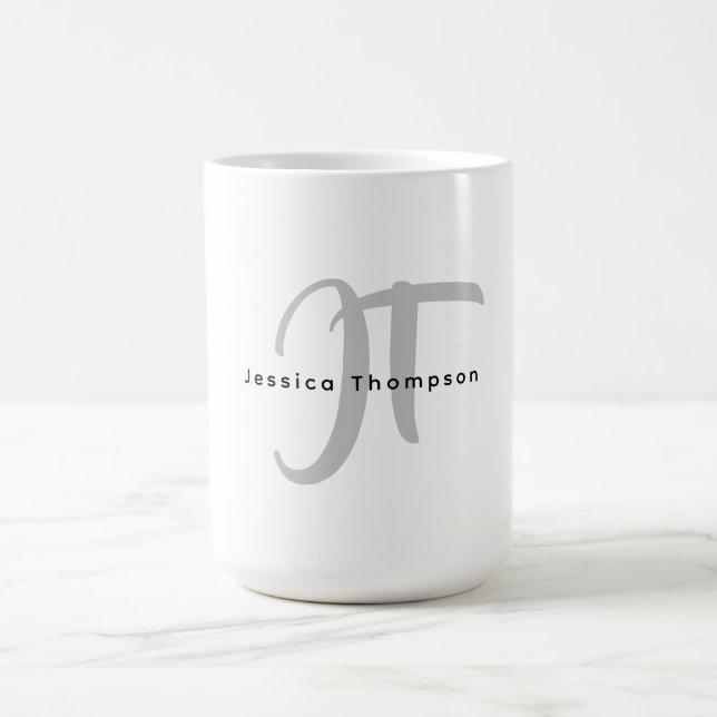 Modern Elegant Plain Professional Name Monogram Kaffeetasse (Mittel)