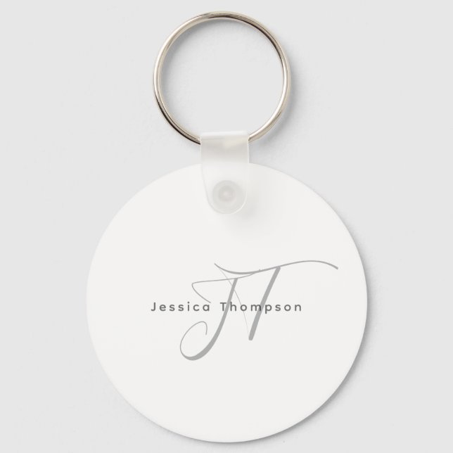 Modern Elegant Plain Professional Name Monogram Schlüsselanhänger (Vorderseite)