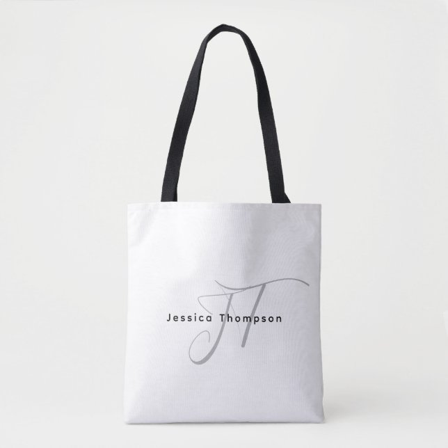 Modern Elegant Plain Professional Name Monogram Tasche (Vorderseite)