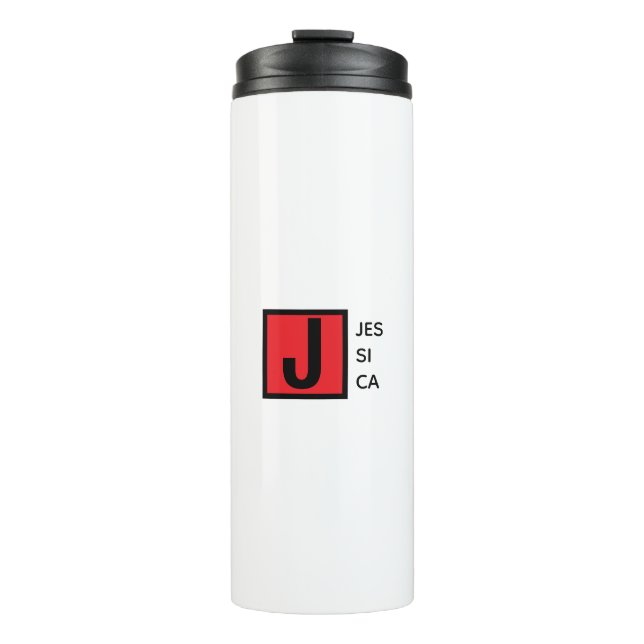 Modern Elegant Plain Professional Name Monogram Thermosbecher (Vorderseite)