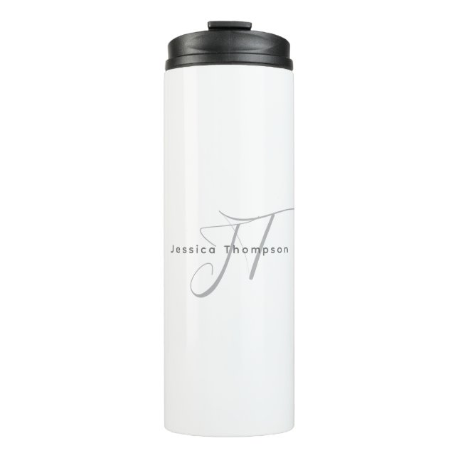 Modern Elegant Plain Professional Name Monogram Thermosbecher (Vorderseite)