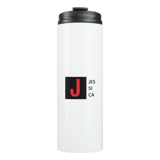 Modern Elegant Plain Professional Name Monogram Thermosbecher (Vorderseite)