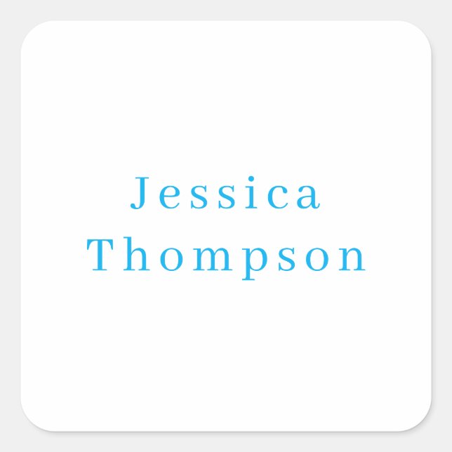 Modern Elegant Plain Simple Professional Name Quadratischer Aufkleber (Vorderseite)