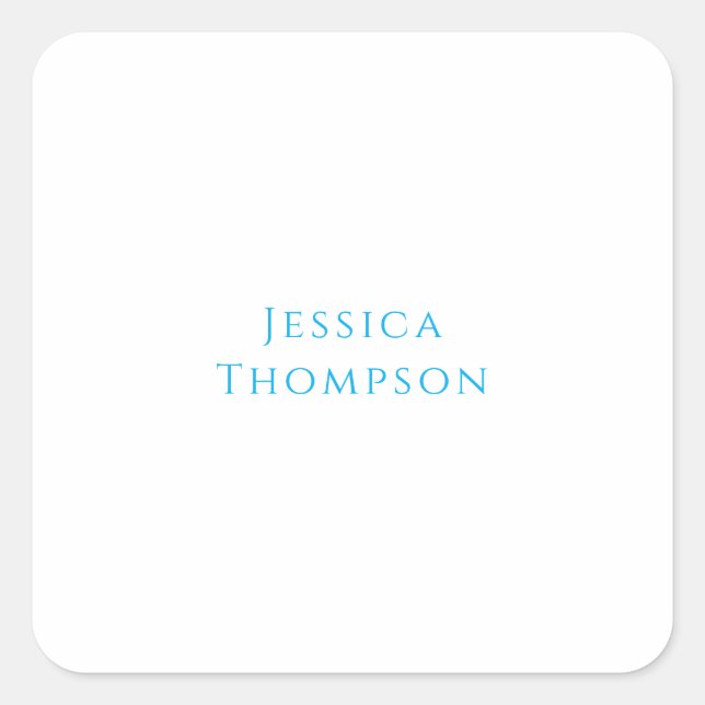 Modern Elegant Plain Simple Professional Name Quadratischer Aufkleber (Vorderseite)