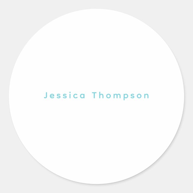Modern Elegant Plain Simple Professional Name Runder Aufkleber (Vorderseite)