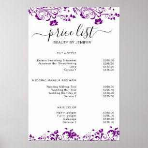 Modern Elegant Preisliste Schönheitssalon Poster