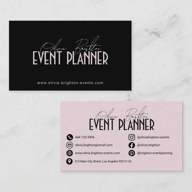 Modern Elegant Professional Event Planner Visitenkarte (Vorne/Hinten)