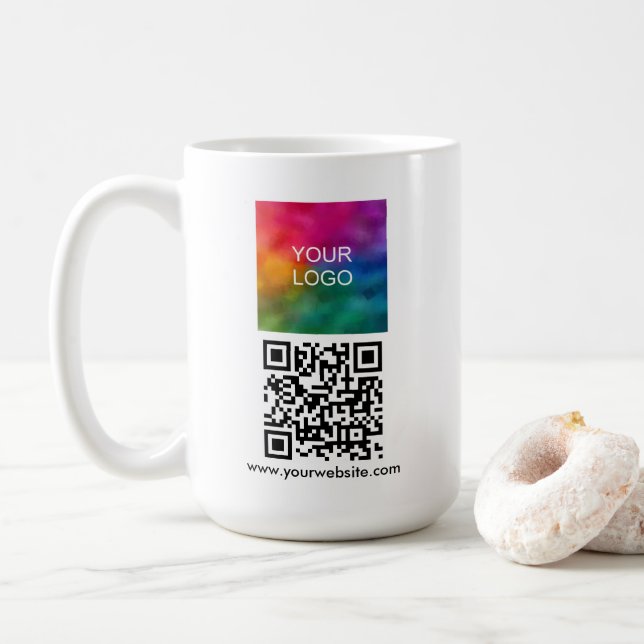 Modern Elegant QR Code Upload Logo Template Kaffeetasse (Mit Donut)