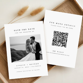 Modern Elegant QR Code Wedding Photo Save The Date Einladung