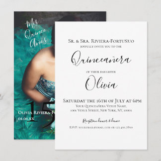 Modern Elegant Quinceanera 15th Birthday 1 Photo Einladung