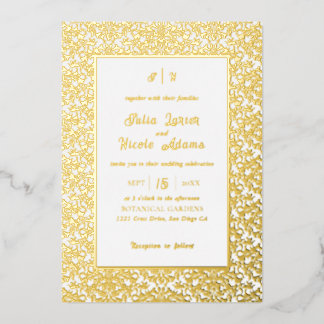 Modern Elegant Romantic Floral Wreath Wedding Folieneinladung