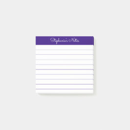 Modern Elegant Royal Purple Personalized Lined Post-it Klebezettel