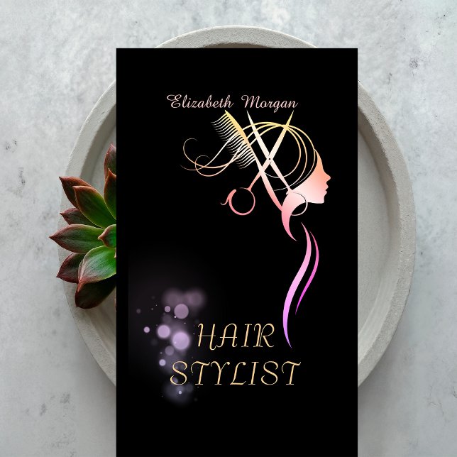 Modern Elegant Scissors Comb Hair Rose Gold Visitenkarte (Von Creator hochgeladen)