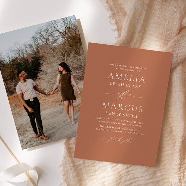 Modern Elegant Script Clay Wedding Einladung (Von Creator hochgeladen)