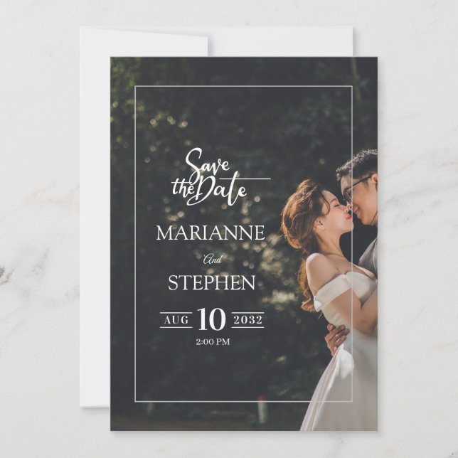 Modern Elegant Script Custom Photo Wedding  Einladung (Vorderseite)