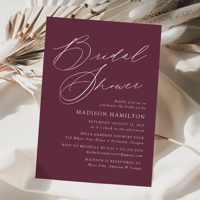 Modern Elegant Script Purple Bridal Shower Einladung (Von Creator hochgeladen)