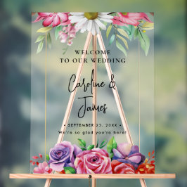Modern Elegant Script Wedding Welcome  Acrylic Sig Acrylschild