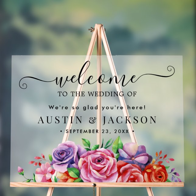 Modern Elegant Script Wedding Welcome  Acrylschild (Neutral)
