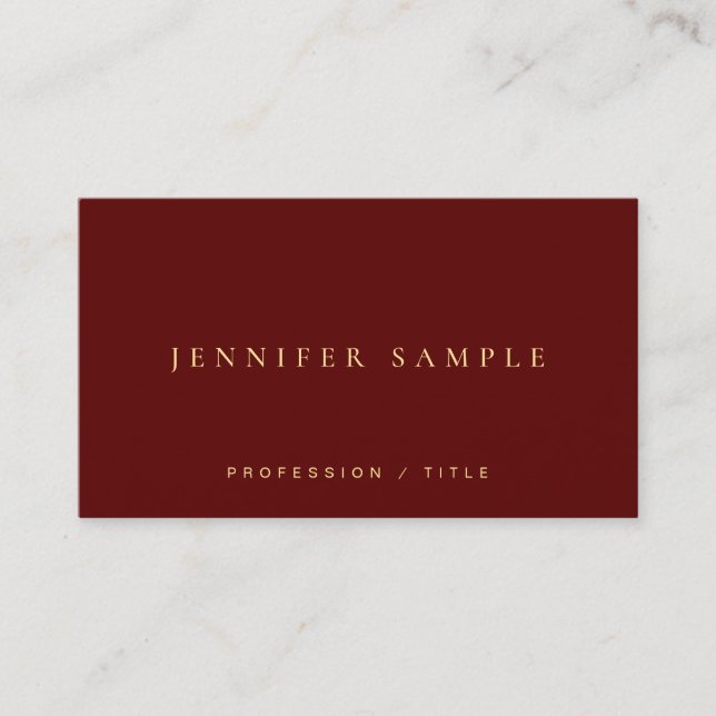 Modern Elegant Simple Template Luxury Maroon Red Visitenkarte (Vorderseite)