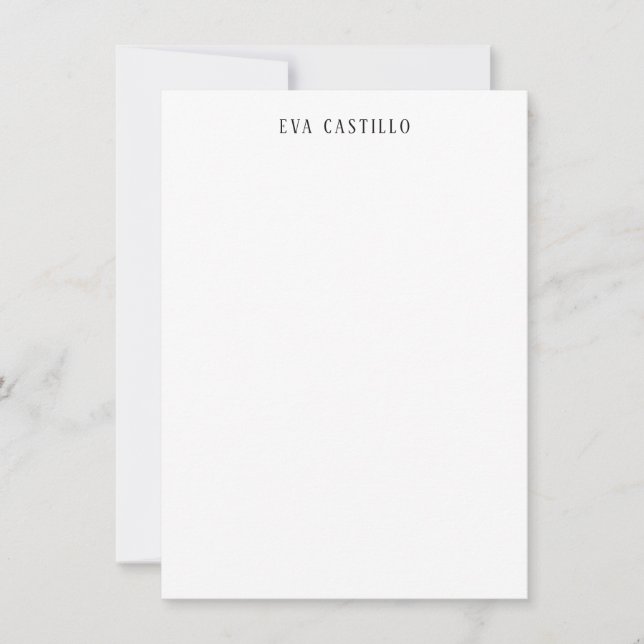 Modern Elegant Simple White Professional Own Name Mitteilungskarte (Vorderseite)