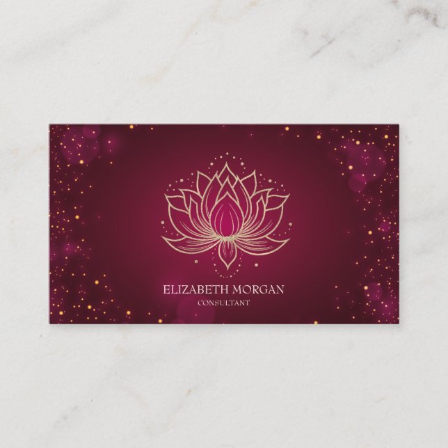 Modern Elegant Stilvoll Gold Lotus Rot Visitenkarte (Vorderseite)