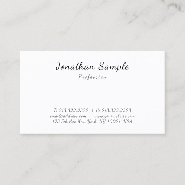 Modern Elegant Template Calligraphy Script Sleek Visitenkarte (Vorderseite)