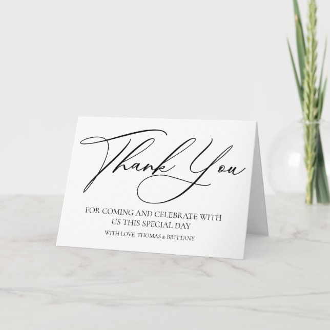 Modern elegant Thank you card black and white Dankeskarte (Vorderseite)