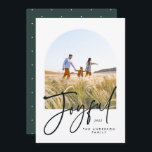 Modern elegant typography green 1 photo Christmas<br><div class="desc">Modern elegant trendy typography green joyful Christmas 1 photo typography holiday card</div>