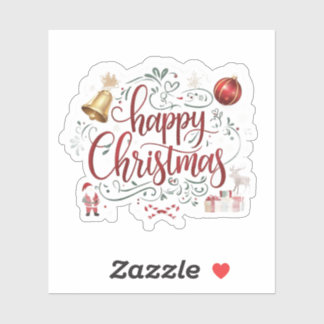 Modern elegant typography happy christmas aufkleber