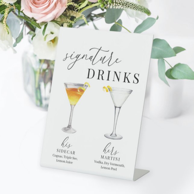 Modern Elegant Watercolor Signature Drinks Sockelschild (Von Creator hochgeladen)