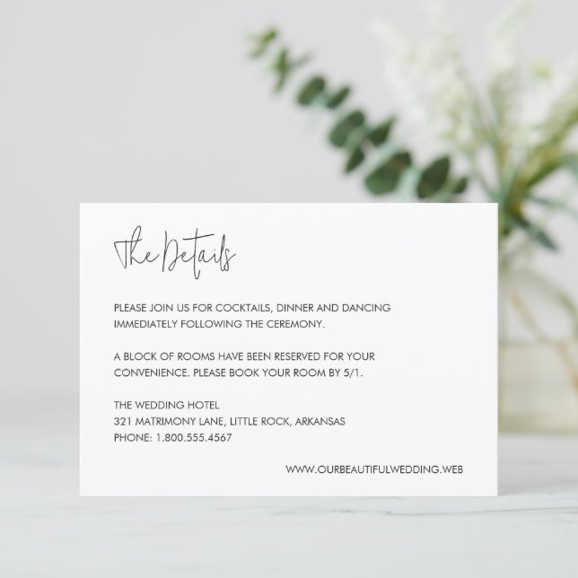 Modern Elegant Wedding Begleitkarte (Stehend Vorderseite)