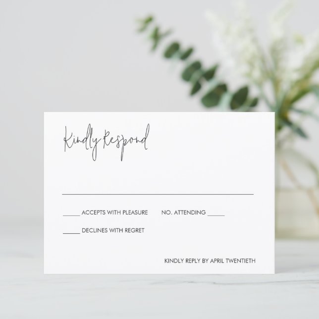 Modern Elegant Wedding RSVP Karte (Stehend Vorderseite)