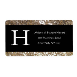 Modern Elegant White Black Gold Monogram Initial