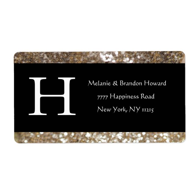 Modern Elegant White Black Gold Monogram Initial (Vorne)