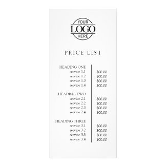 Modern Elegant White Business Logo Menu Price List Werbekarte