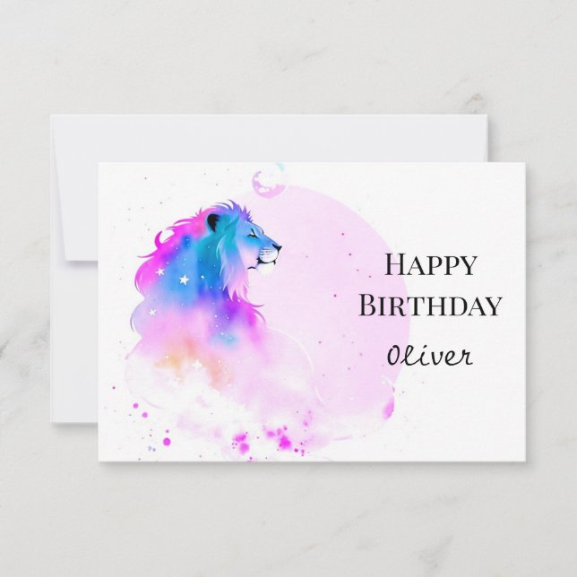 Modern Elegant Wild Lion Birthday Karte (Vorderseite)